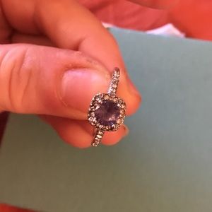 925 Sterling Silver Ring - Sparkling Purple Zircon